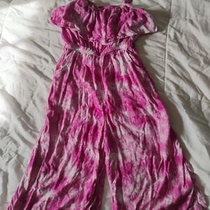 Justice Pink and White Tie-Dye Jumpsuit